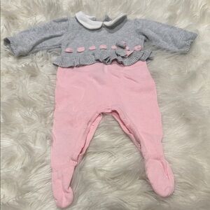 Mayoral Gray and Pink Ruffle Footie